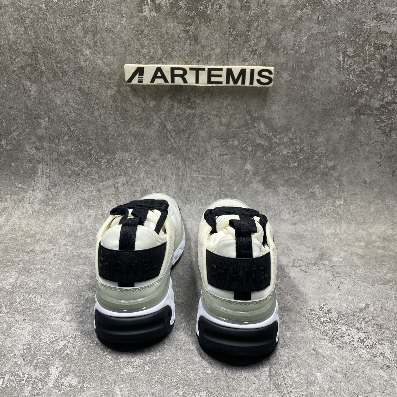 Ch*el velvet calfskin & mixed fibers sneaker ivory