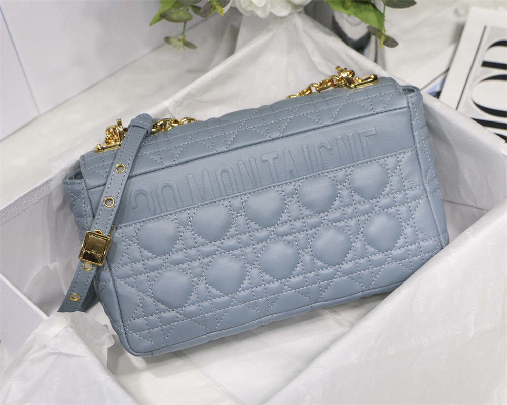 medium d*or caro bag cloud blue S*pple cannage calfskin 25.5 x 15.5 x 8 cm