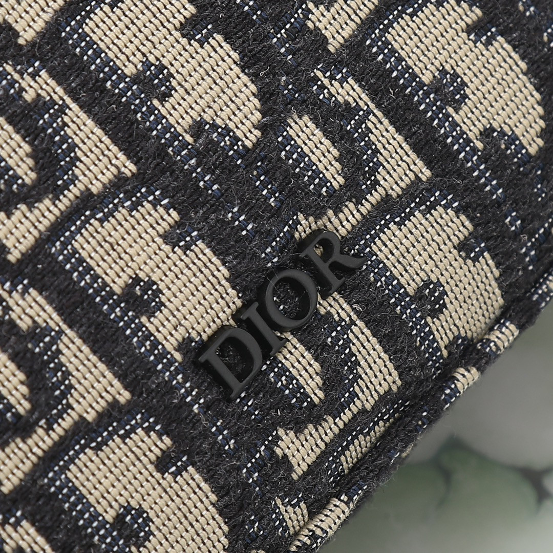 D*or safari bag with strap  beige and black D*or oblique jacquard 8.5 x 6 x 2.5 inches