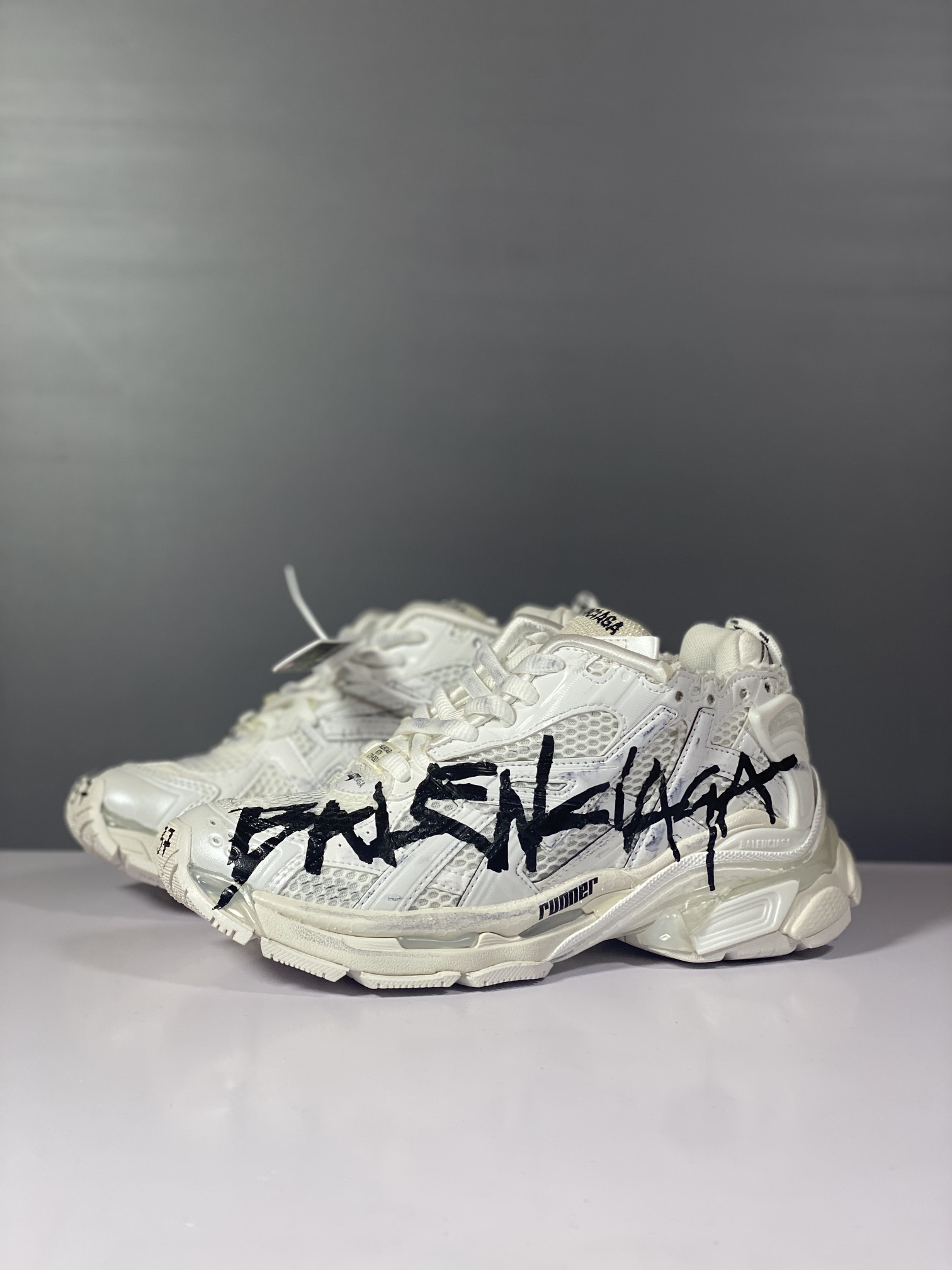 Balenciga Runner Graffiti Sneaker in White